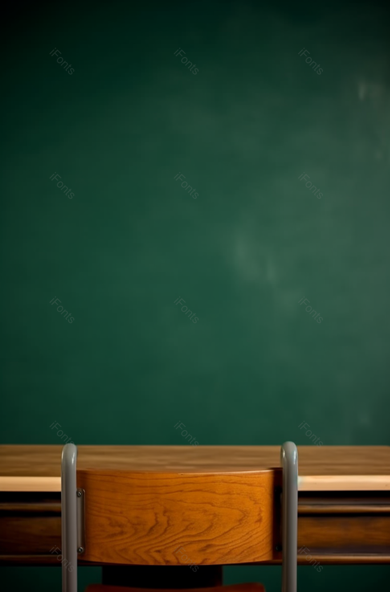 绿色黑板木制课桌椅前排摄影图,高清,摄影图,摄影图片,图片大全,摄影图免费下载